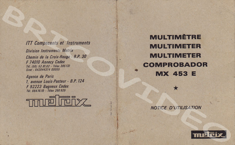 notice multimètre Métrix MX 453